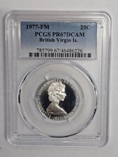 1977 FM 25 Cent PCGS PR67DCAM British Virgin Islands