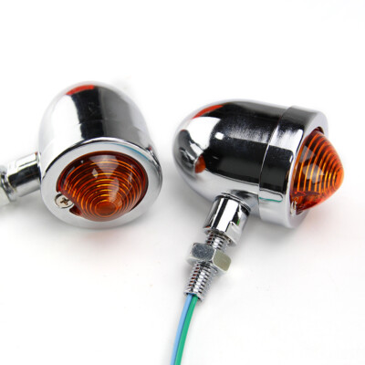 Amber 20LED Chrome Metal Bullet Turn Signal Light Car Truck Trailer Hot Rod Pair
