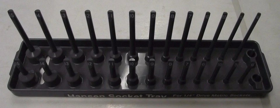 Hansen Global 1402 1/4" Drive Metric Socket Tray USA