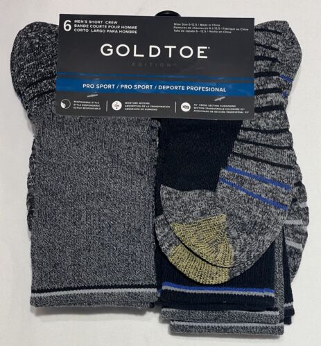 GOLDTOE Edition ProSport Cushion Max kurze Crew-Socken für Herren, 6er-Pack