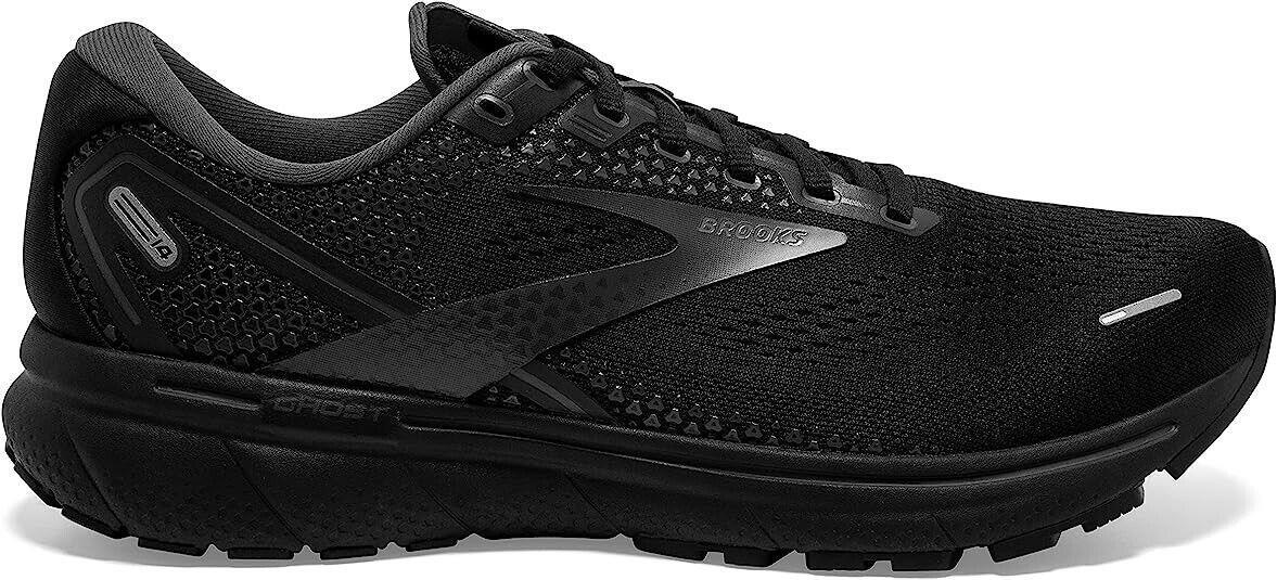 Brooks Ghost 14 Mens Running Shoes Black Triple Black 1103691D020 Size 9.5 Brooks Ghost 14 Black Gray Athletic Lace Up Running Shoes  main image 3