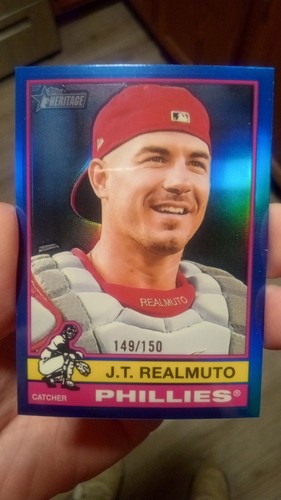 JT Realmuto 2025 Topps Heritage #143 Chrome Blue Refractor /150 Free Ship
