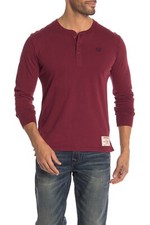 True Religion Men's Burgundy Red Long Sleeve Henley Shirt 129