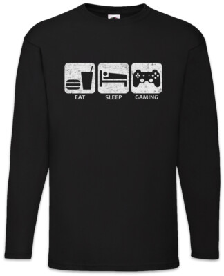 Eat Sleep Gaming Langarm T-Shirt Gamer Games Fun Geek Nerd Computer Science