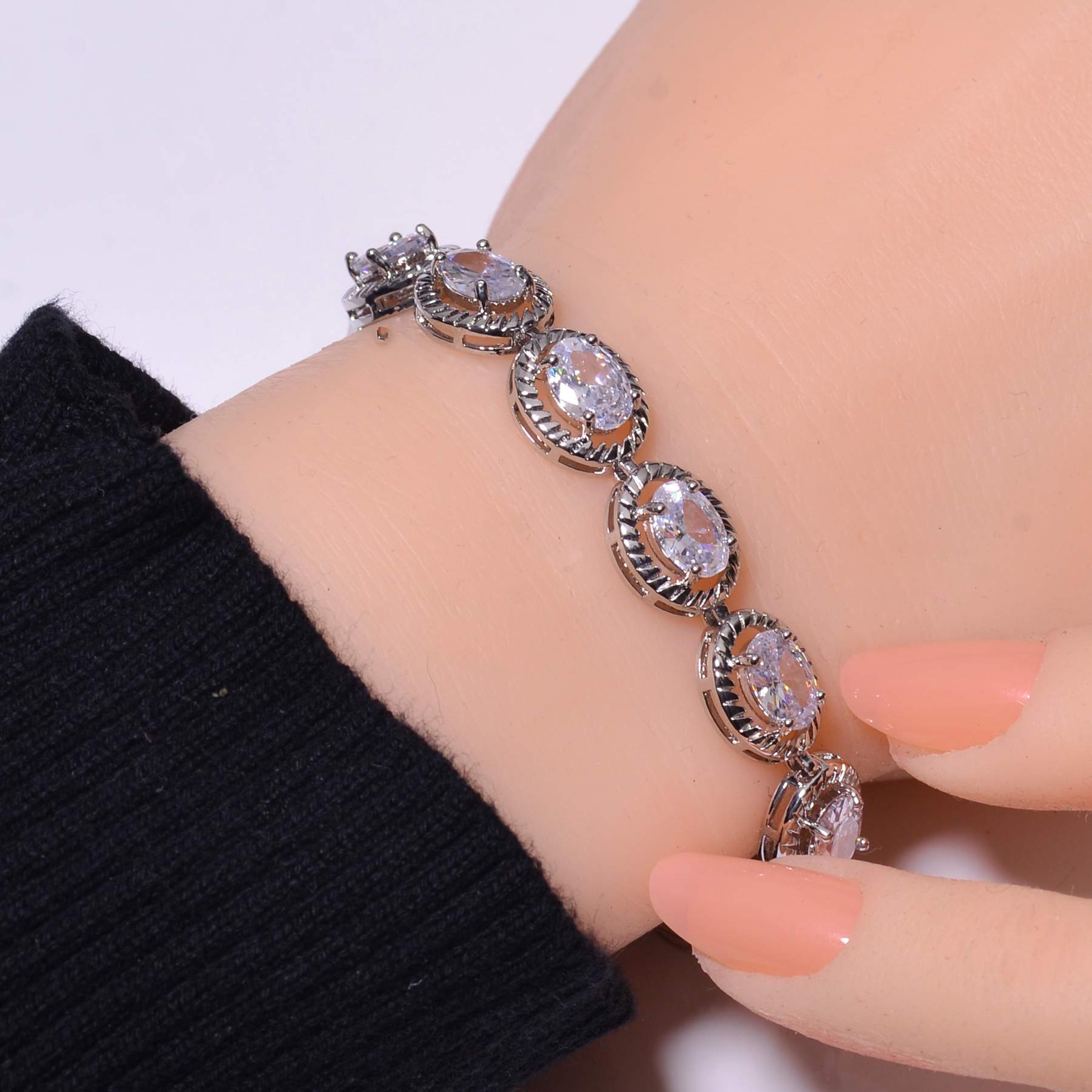 White Topaz 925 Sterling Silver Tennis Bracelet 7.99