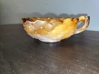 Vintage Imperial Glass Caramel and White Handled Dish