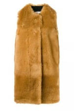 Msgm Sleeveless Faux Fur Coat Tan Uk 10 Rrp £580