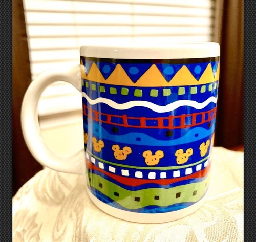 Awesome Disney World Mickey Mouse 12 oz Coffee Mug Blue Yellow - Picture 2 of 4