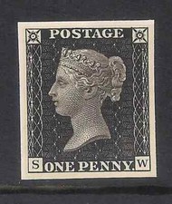 GB 1840 1d Penny Black 4 Margins 1990 Nice Engraved Facsimile Reproduction
