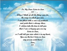 Christmas Gift/ Birthday Gift 4 Sister in Law Personalized Poem Rainbow Hands