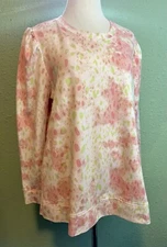 LOGO Lounge by Lori Goldstein Pastel Leopard Print L/S HiLo Pockets Tunic Top Lg