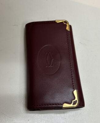 Cartier Must De C Logo Red Burgundy Leather 4-Key Holder Wallet | eBay