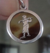 Vintage Stg. Srebrny wisiorek golfowy / damski golf h/m 1923 - efekt żółwia