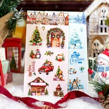Christmas Precut Transparent Stickers Journal Planner Seal Scrapbooking Crafts