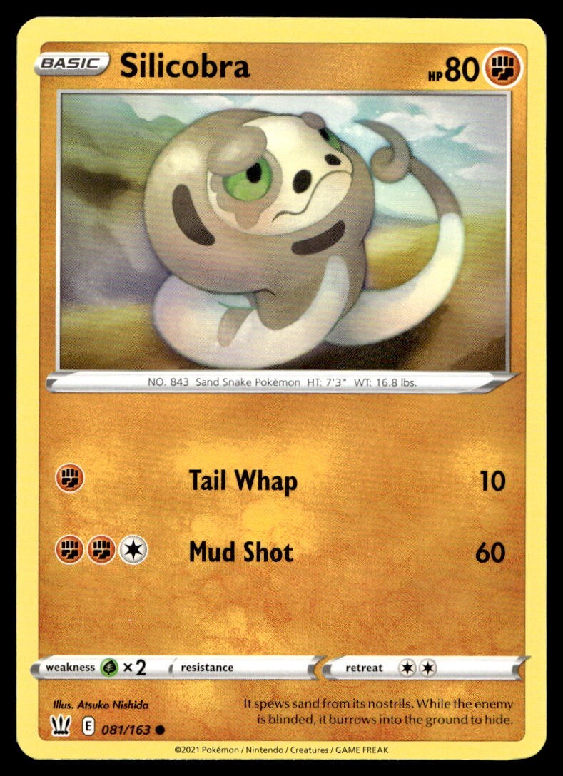 Silicobra 81/163 Pokemon Card Battle Styles Common 80 HP Near Mint U26
