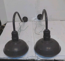 Pair of 32 inch Industrial Lights Gooseneck Barn Lights Steel Lighting Company