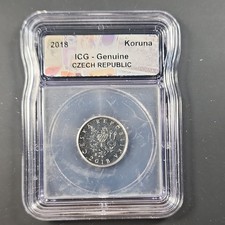 2018 Tschechien 1 Koruna ICG echte Platte KM#18 vernickelter Stahl