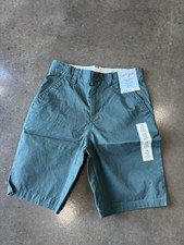 Cat Jack Boys Green Flat-Front Twill Chino Shorts 12 Slim Adjustable Waist