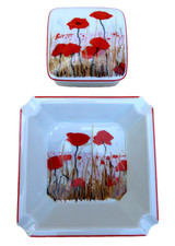 Boite et Cendrier Concorde Coquelicot Michel-Henry Porcelaine Limoges Air France