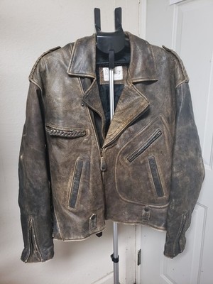Vintage 80's Ripples Leather Jacket Biker Grunge Mens Large | eBay