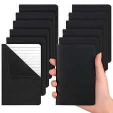12pcs Pocket Notebook 3.5 x 5.5in, Lined Small Notebooks, Black Softcover Mem...
