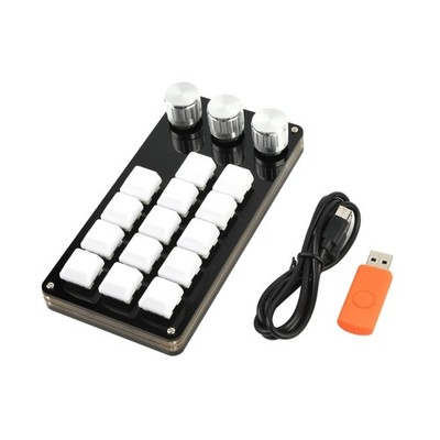 14Keys Keyboard Macropad with 3 Knob Programming Keypad for Gaming Video Editing