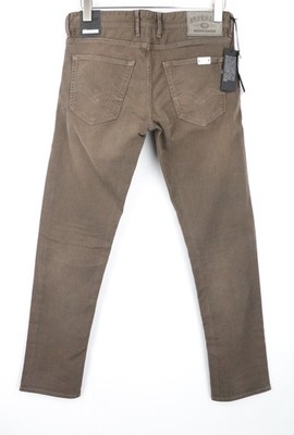REPLAY Grover Men Jeans W30/L32 Buttoned Brown Straight Fit 