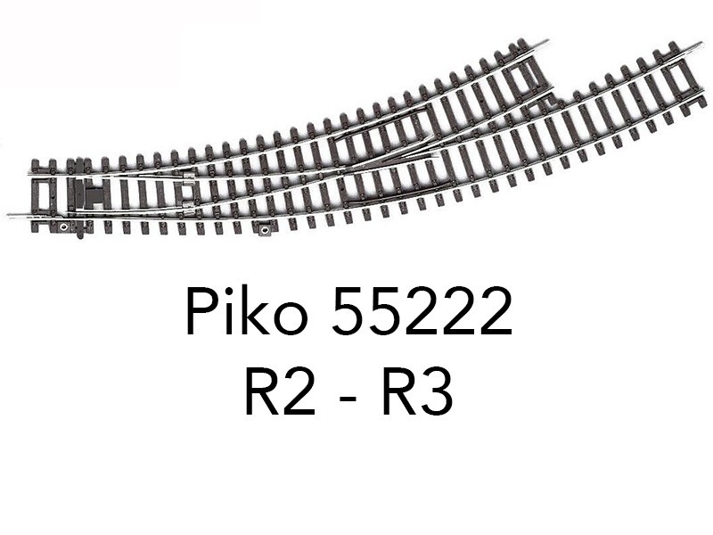 Aiguillage courbe à gauche R2 R3 PIKO 55222 Voie A pour train miniature HO