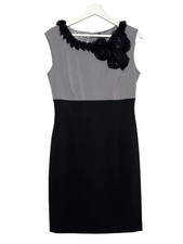 New Directions Dress Womens 6 Sleeveless Black Gray Colorblock Sheath Work