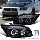 Fits 2005-2010 Scion tC Black Smoke LED Halo Projector Headlights Head Lamps L+R