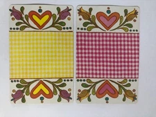 Flowers Love Heart Patchwork Art Pattern Vintage Retro Artist Playing SWAP CARDS