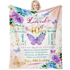 Zvzmzy 40th Birthday Gifts for Women Throw Blanket 60"X 50", 40 Year Old Birt...