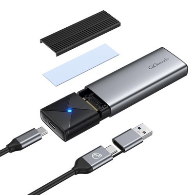 M.2 NVMe SATA SSD Enclosure, Tool-Free USB-C Caddy, 10Gbps, 6Gbps, Grey