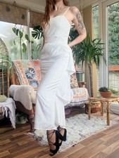 Vintage 1980s layered dress White size 10 Midi Ruffle Detail Spaghetti Straps