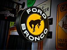 Ford Bronco Led Lightbox Sign 3d Printed Round Wall Mount Man Cave Garage Decor