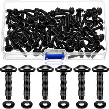 Ripeng 50 Set 10/32 Rack Screws with Nylon Washers Black Size 10-32,