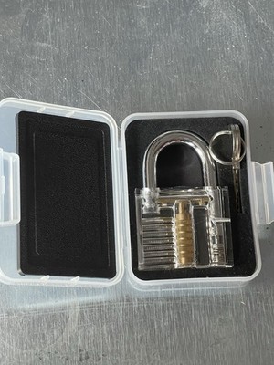 Transparent Acrylic Practice Padlock Lock Training Tool w/ Keys New in Case