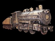 NF15129 VINTAGE 1980  STEAM ENGINE TRAIN  RAILROAD GREAT AMERICAN BELT BUCKLE