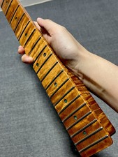 Stainless Reverse 22Fret DIY Roasted Flame maple Electric guitar neck Bone nut