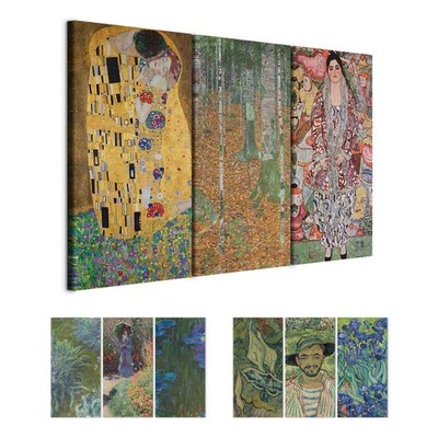 Artgeist Wandbild Set 3 tlg Groß Wohnzimmer Leinwand Bilder Klimt Monet Van Gogh
