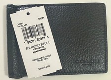NWT Authentic COACH Black Pebbled Leather CH090 Slim Money Clip Wallet Billfold