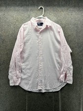 Vintage Polo Ralph Lauren Shirt Mens 17 33 Pink Striped Oxford OCBD Button Up