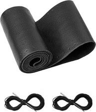 Belinous Leather Steering Wheel Cover Lace Up, Stitch on Wrap, Universal Fit 13-