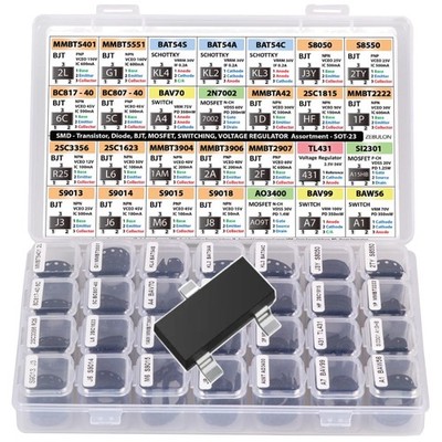 1400 pcs SMD Components: Transistors, Diodes, Regulator