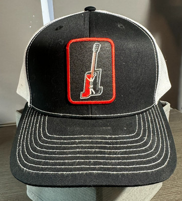 Lazy J Ranch Wear Black Red Patch Snapback Trucker Hat Cowboy Western Cap