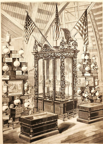 1876 Kingsford & Sons Starch Exhibit Centennial Exposition Wood Engraving