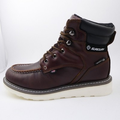 SUREWAY 6'' Heavy Duty Soft Toe Full Grain Leather Work Boots Red Wine Men US:11