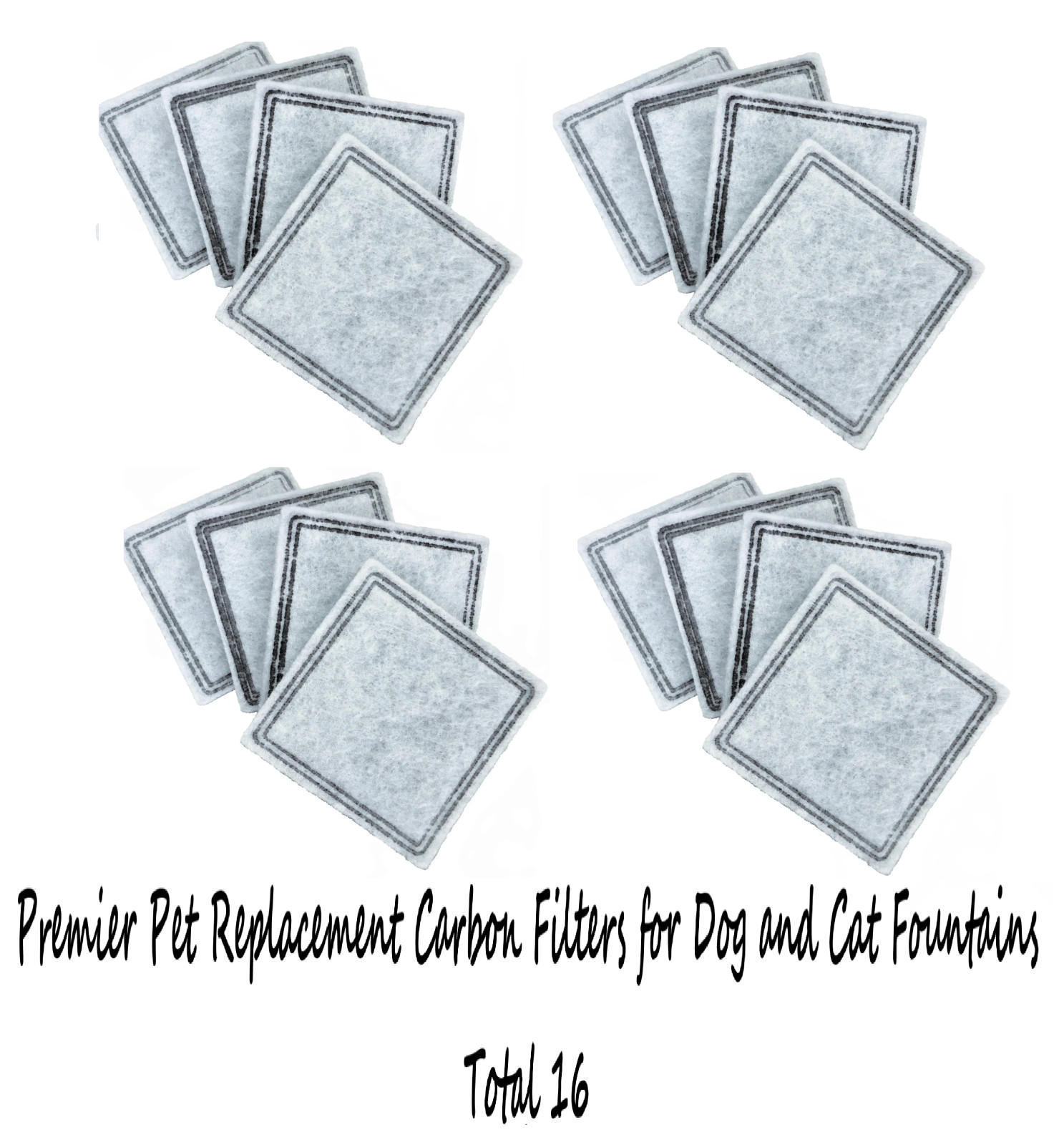 Premier Pet Replacement Carbon Filters for Dog and Cat Fountains, Total 16