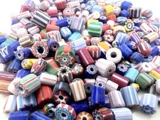 200 Pcs Glass Millefiori Beads Tube Barrel 3mm - 7mm Jewelry Making 50 Grams