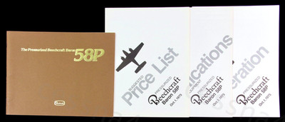 BEECHCRAFT Pressurized Baron 58P Vintage Factory Brochure LOT of 4 USA Gift NOS